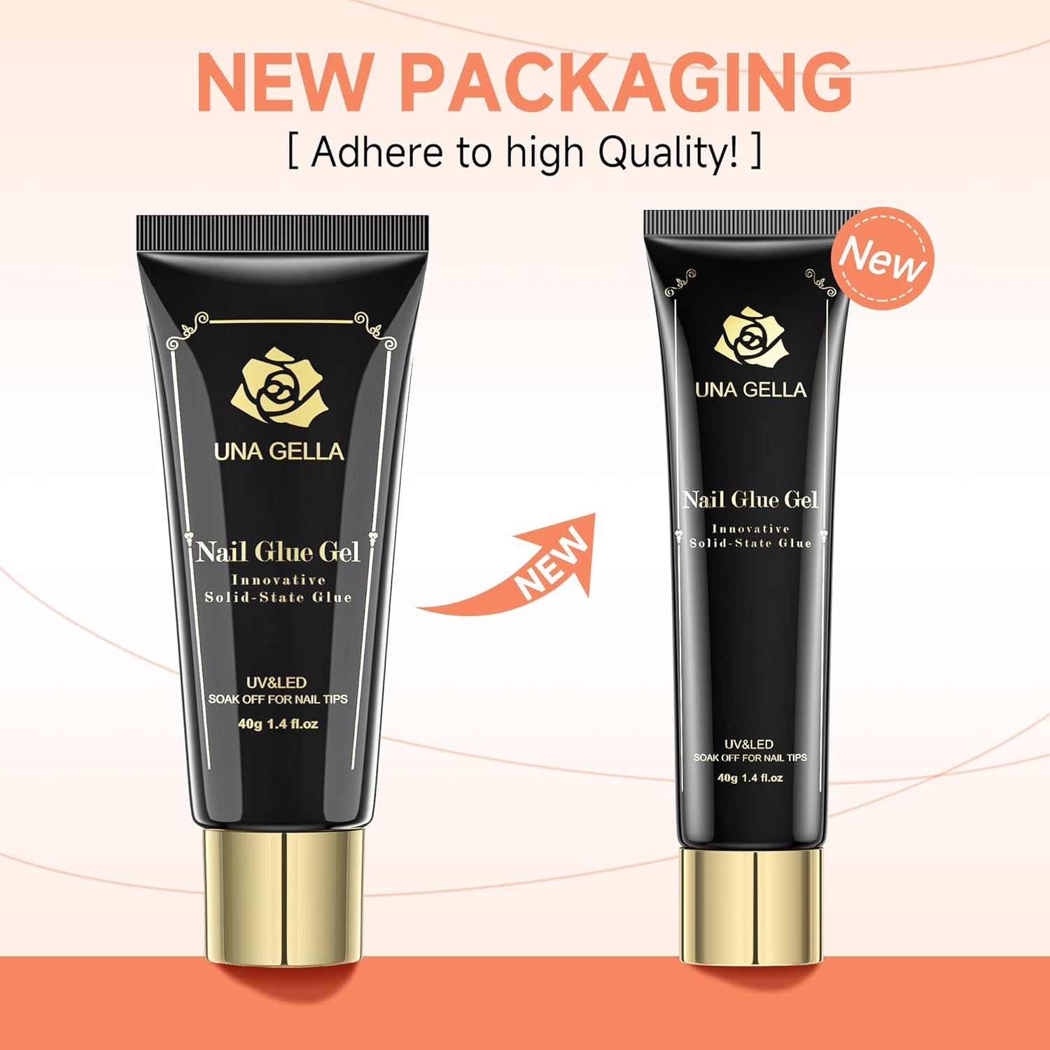 UNA GELLA Gel Nail Glue, Solid Nails Gl ue Gel 40g Lamp Curing Needed Soak Off G...