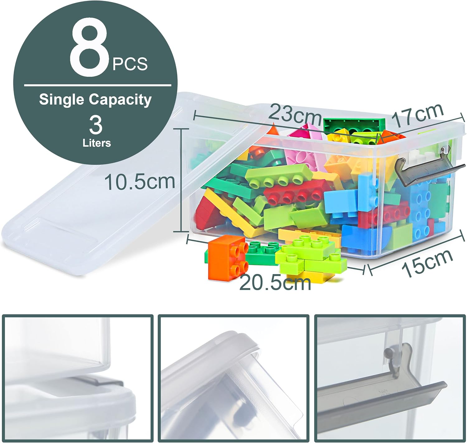 Citylife Storage Box, Special 8 Pack Small Plastic Storage Box with Lids, Unique...