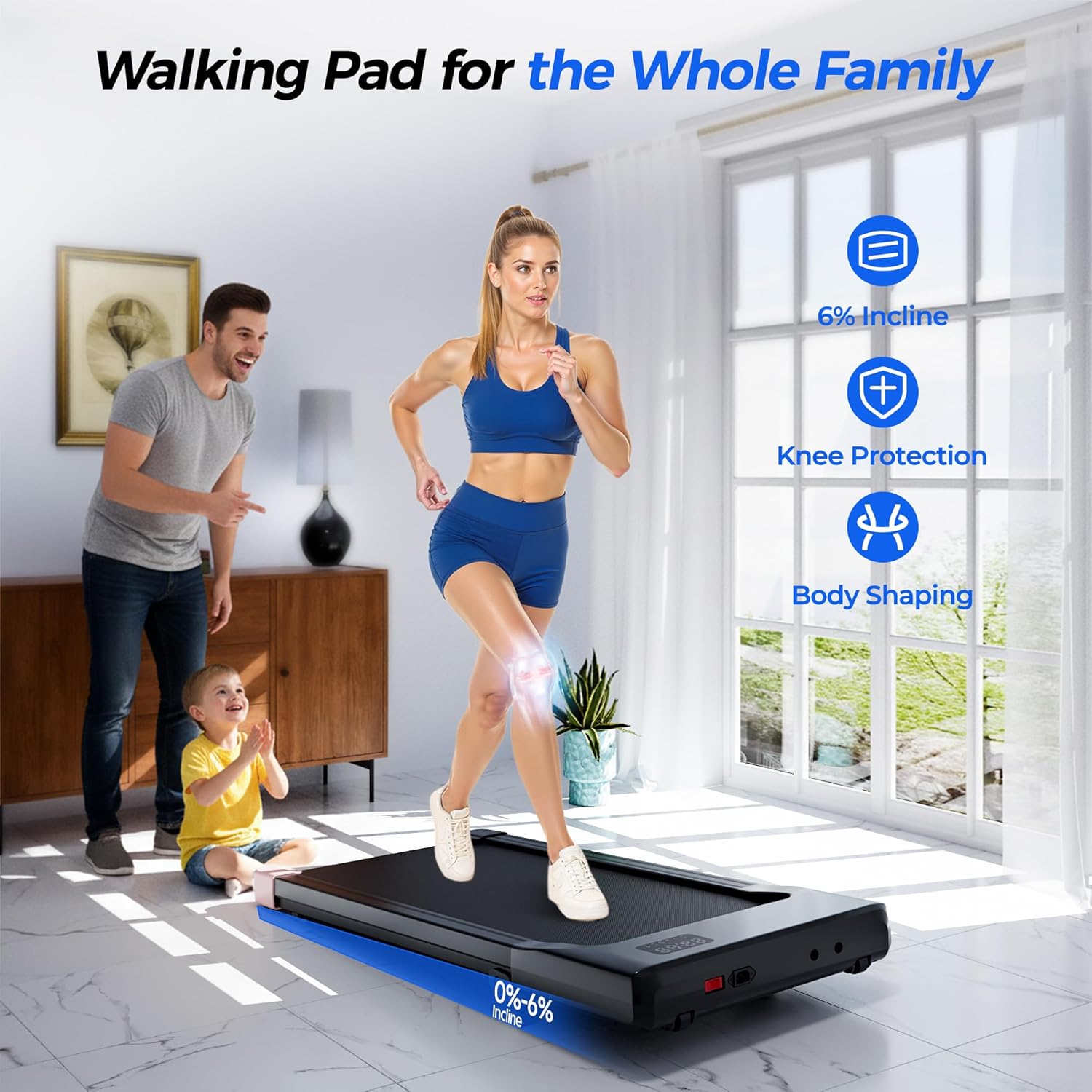 SupeRun Walking Pad with Incline, Under Desk Treadmill, 3 in 1 Portable Treadmil...