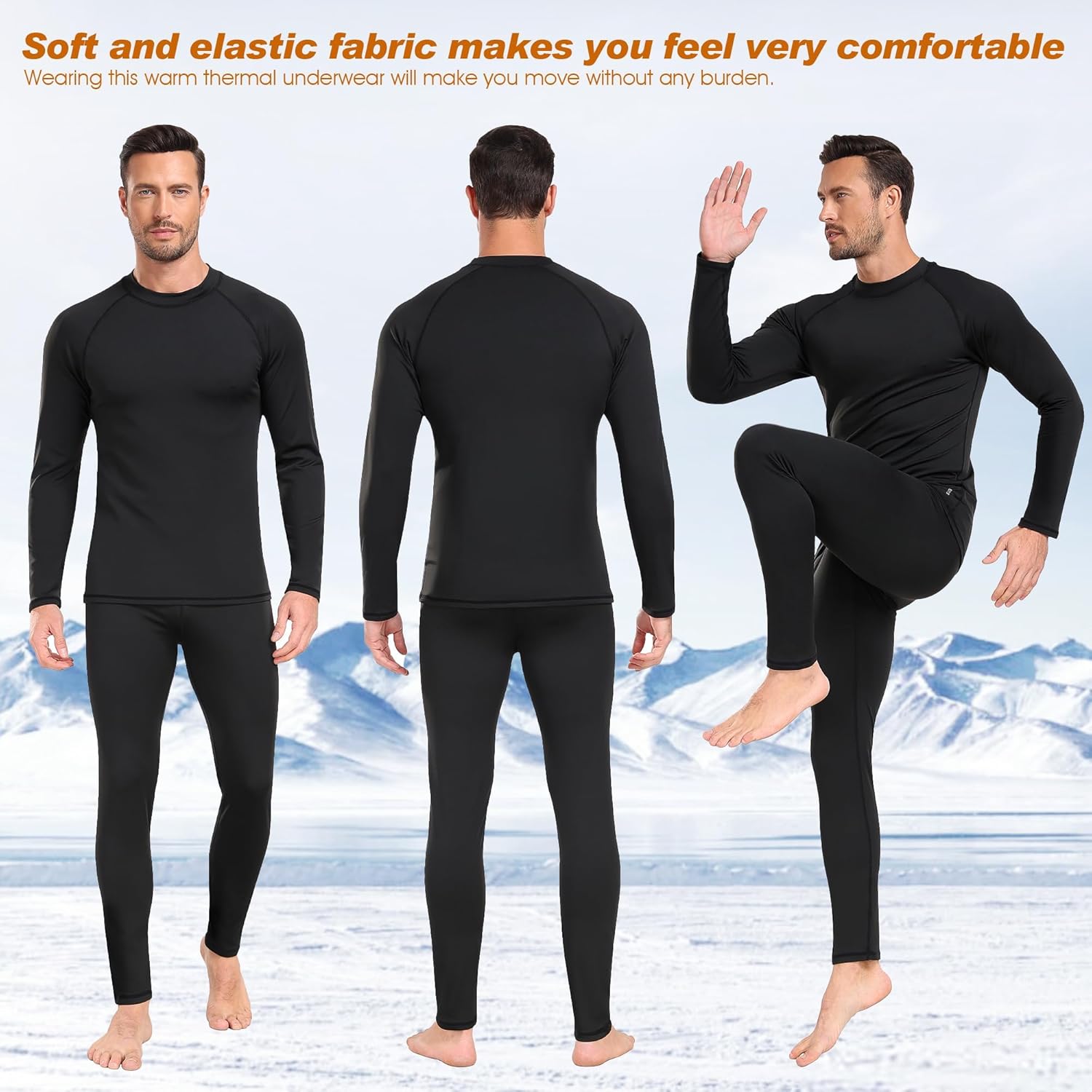 BENNIES Thermal Underwear, Special Mens Thermals Set with Top and Bottoms, High-...