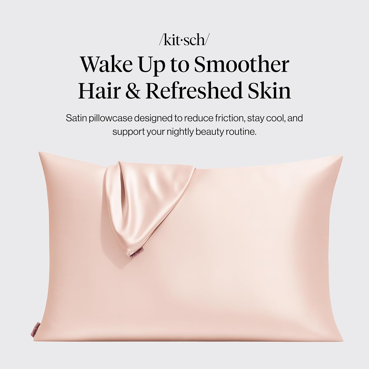 Kitsch Satin Pillowcase with Zipper for Hair & Skin, Softer Than Silk Pillow Cas...