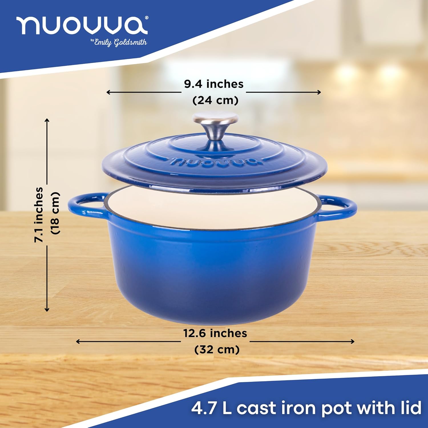 Nuovva Enamelled Cast Iron Dutch Oven Pot with Lid – 5 Quart Casserole Dish – Ce...