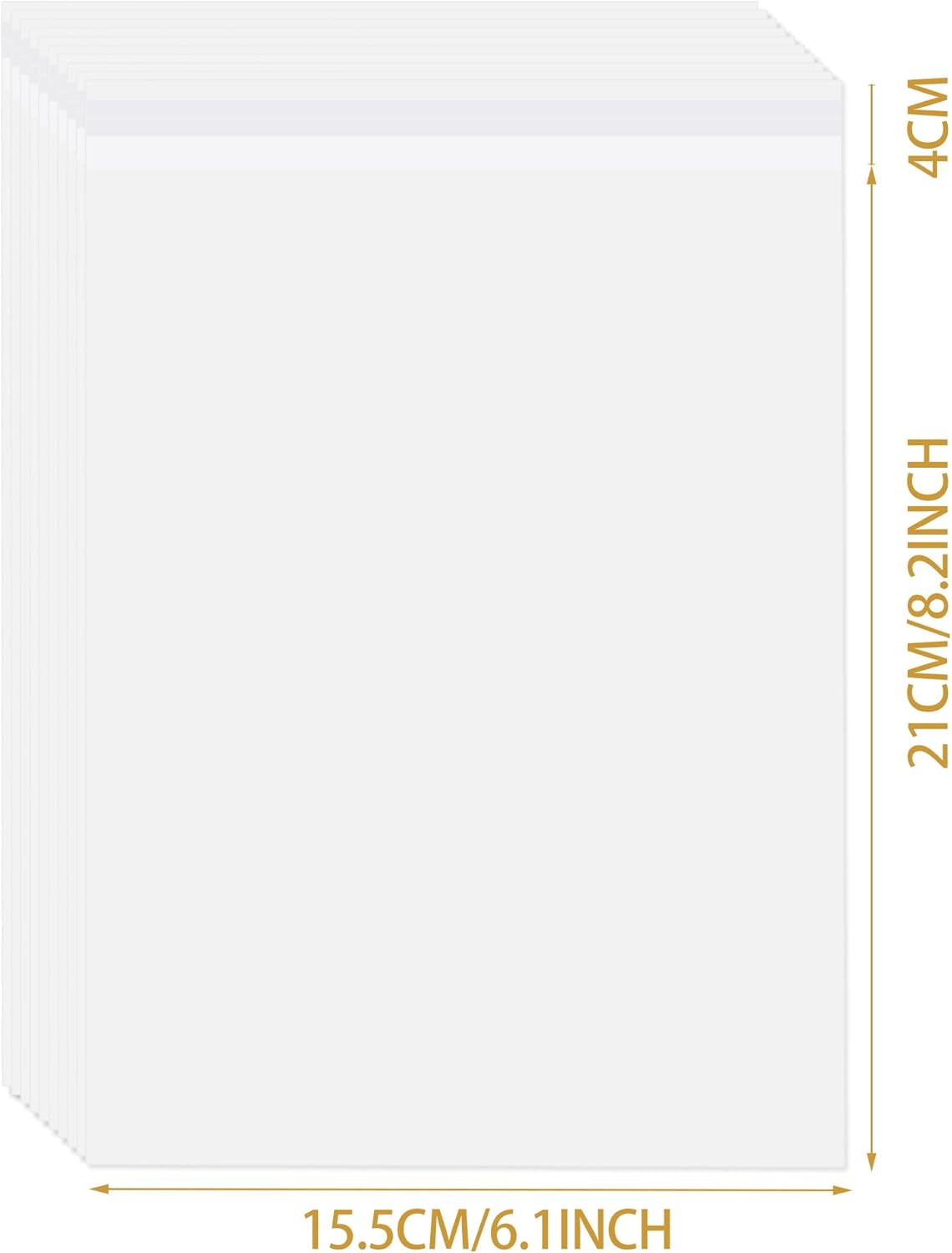 A5 Clear Self-adhesive Bags 100 Pack, Self Sealing Cellophane Display Bag/Sealab...