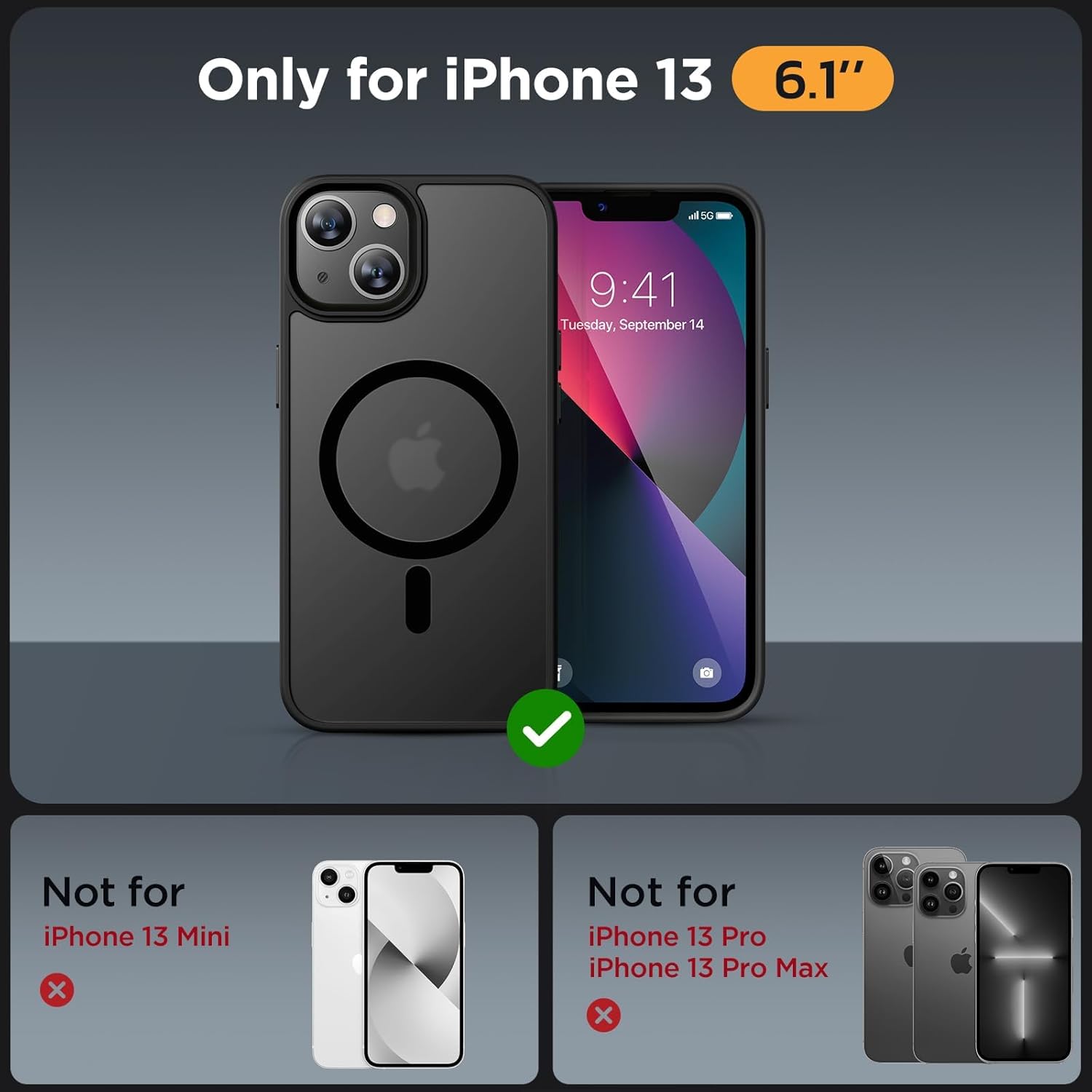 Miracase for iPhone 13 Case for MagSafe [with 2X Screen Protectors] [TOP Militar...