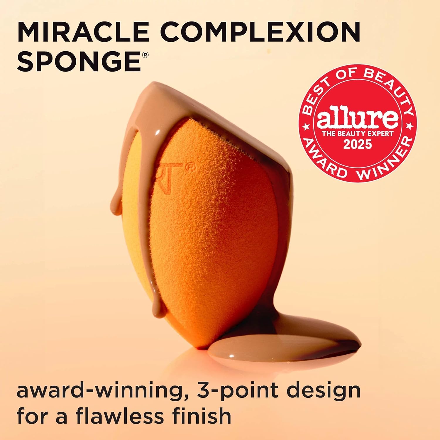 Real Techniques Miracle Complexion Sponge for Liquid & Cream Makeup, 3-Point Des...