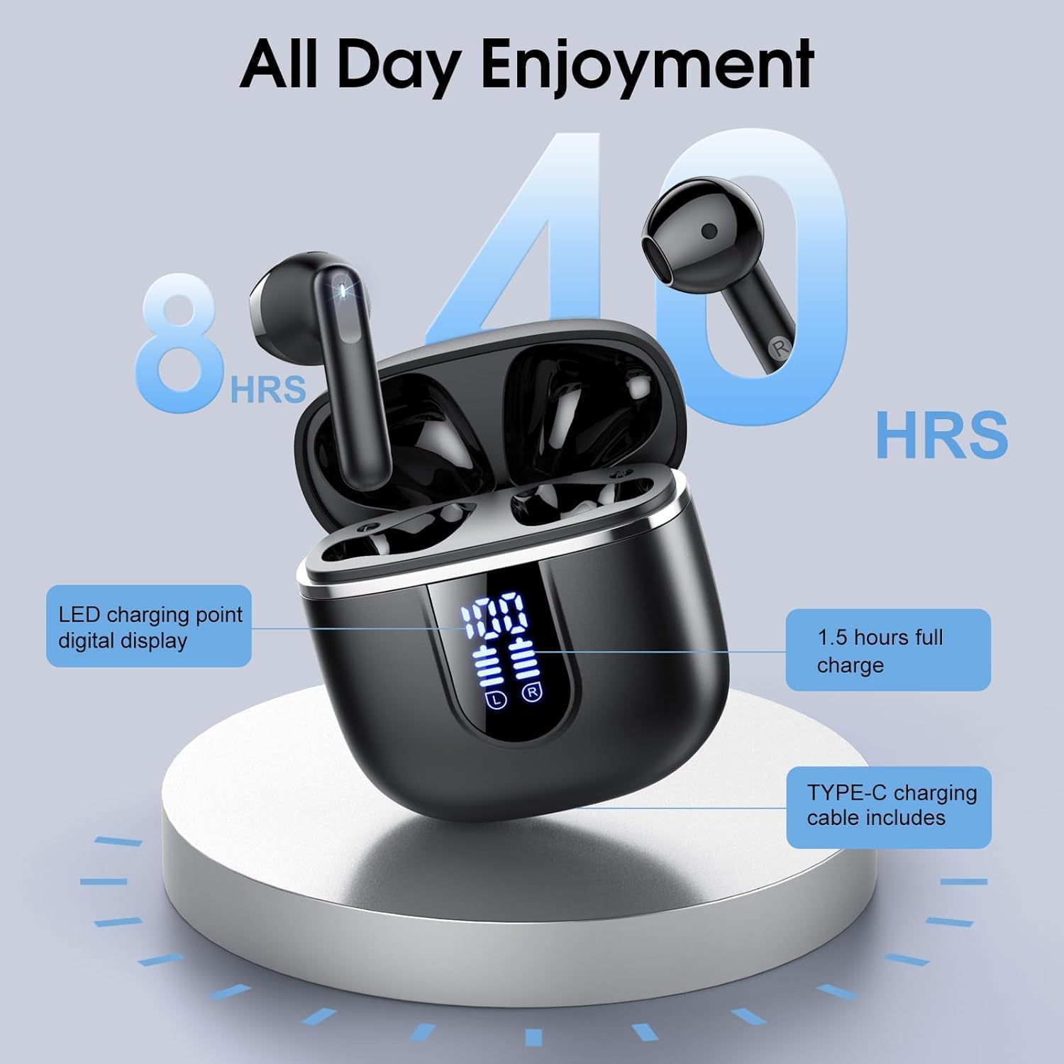 Wireless Earbuds, 2026 Bluetooth 5.4 Headphones In Ear with 3D Stereo Deep Bass,...