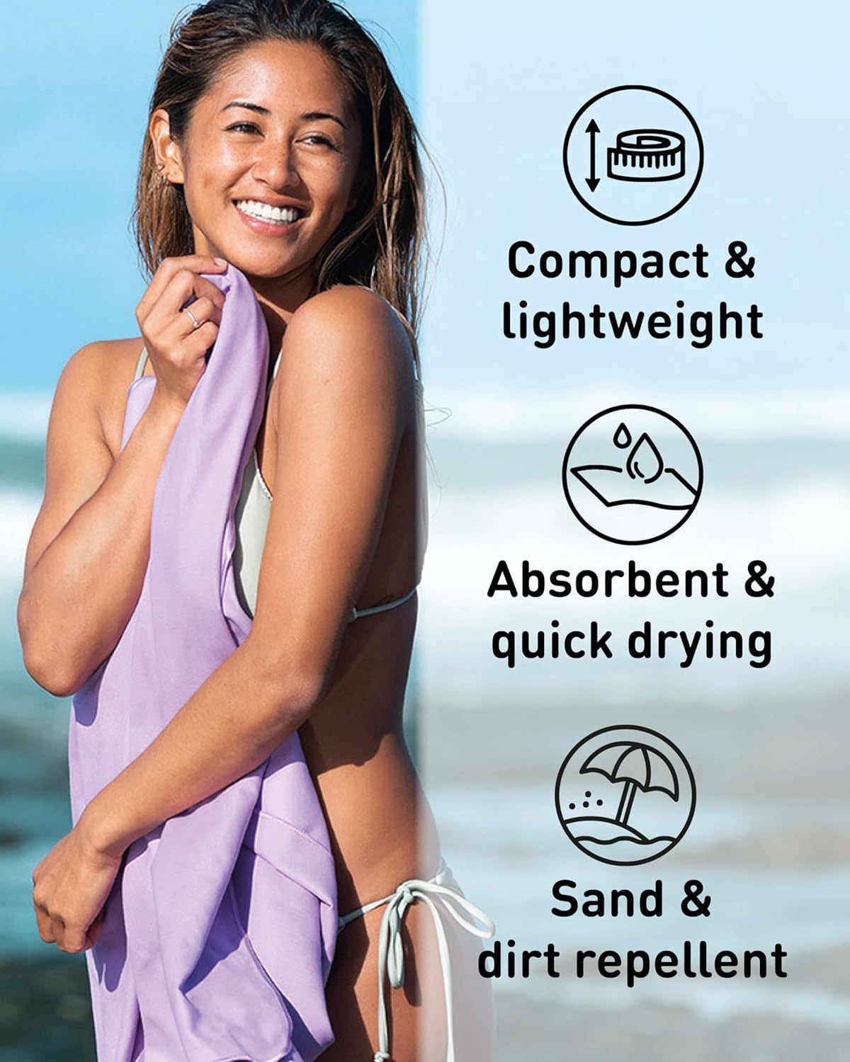 Fit-Flip Microfibre Towel, Special Compact Towel, Ultra Lightweight Towel