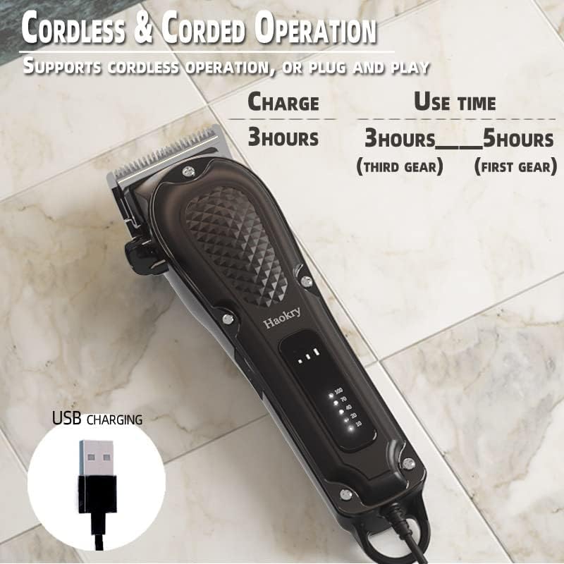 Hair Trimmer for Men, Professional, Cordless, Wireless, for Hair Cutting and Gro...
