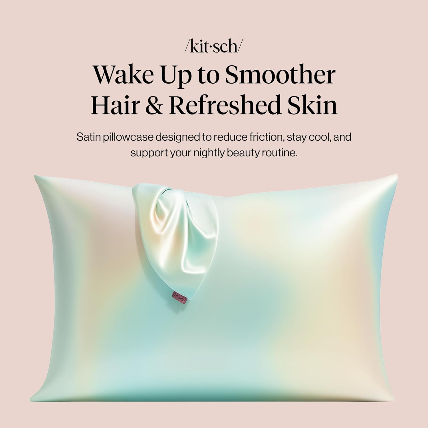 Kitsch Satin Pillowcase with Zipper for Hair & Skin, Softer Than Silk Pillow Cas...