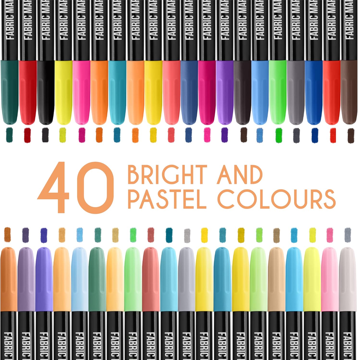 Fabric Pens - Set of 40 - Non Toxic, Indelible and Permanent Fabric Paint, Pens...