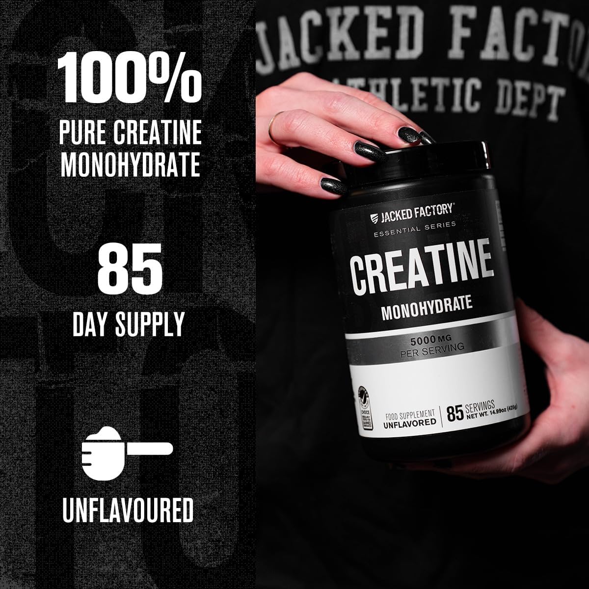 Jacked Factory Creatine Monohydrate 425g - 5g Creatine Powder per Serving, Infor...