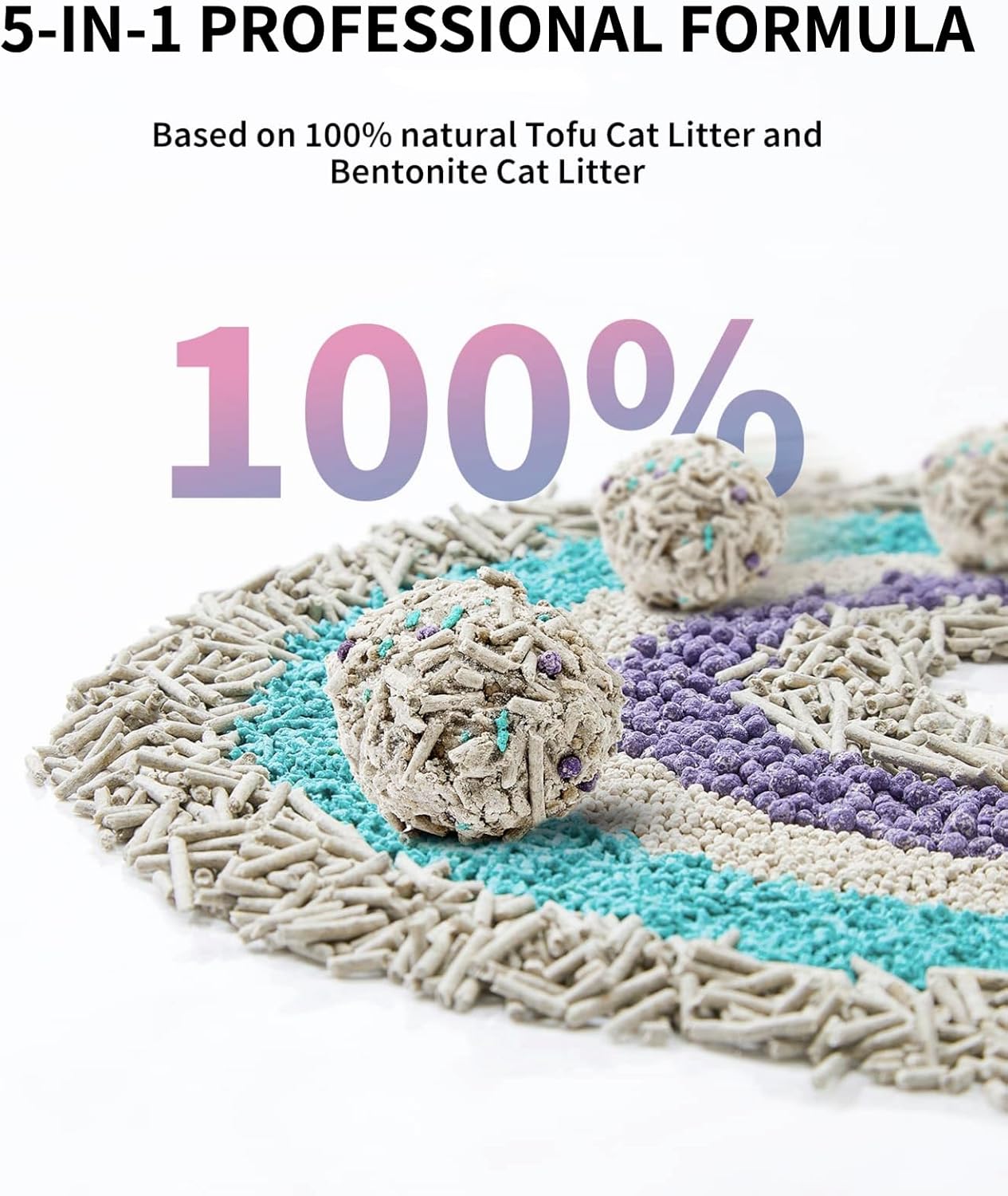 PETKIT Premium Clumping Cat Litter, 5 in 1 Mixed Cat Litter(14L), Low Tracking,...