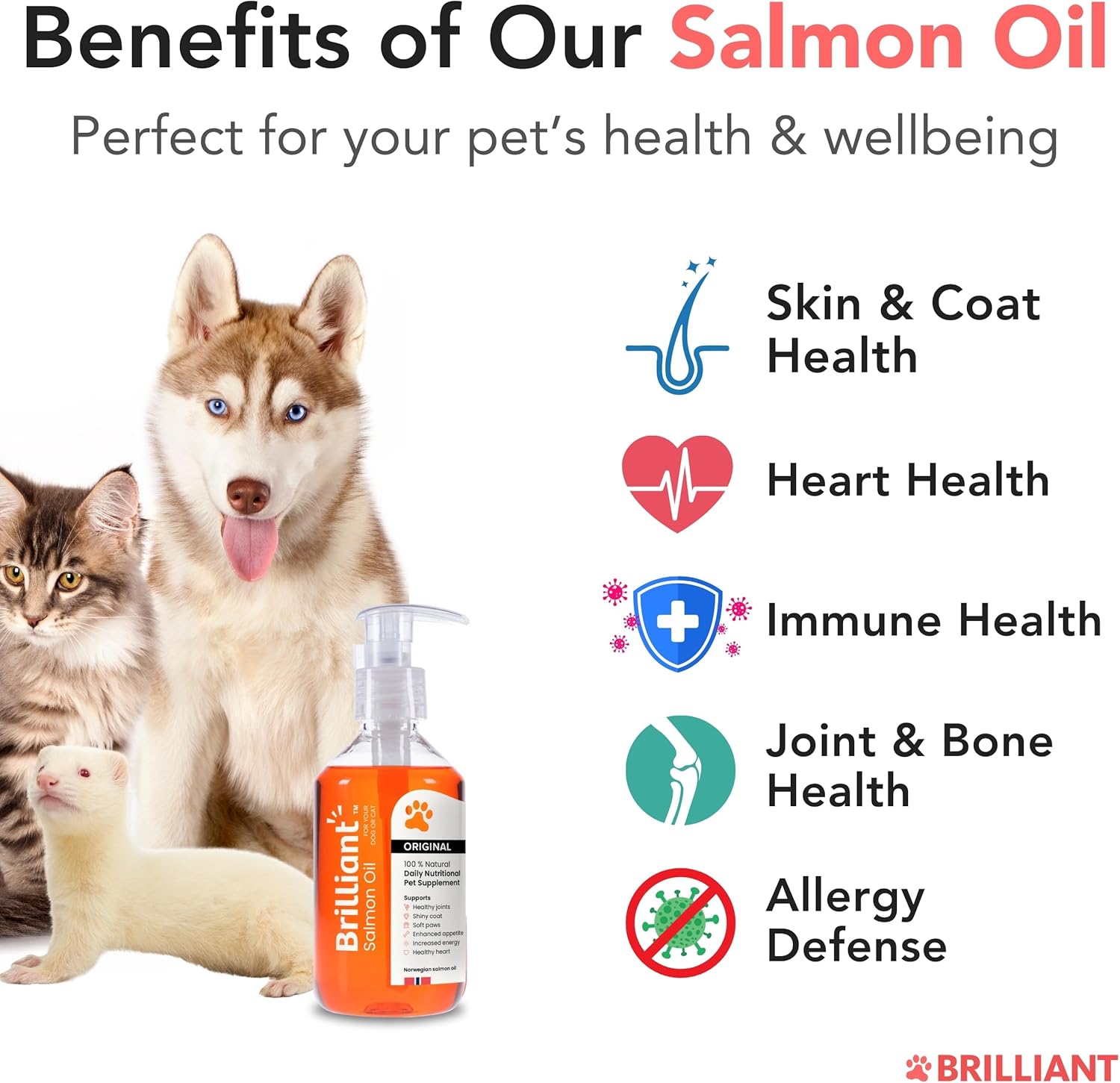 Hofseth Biocare Brilliant Salmon Oil for Dogs, Cats, Puppy, Horse, Ferret & Pets...