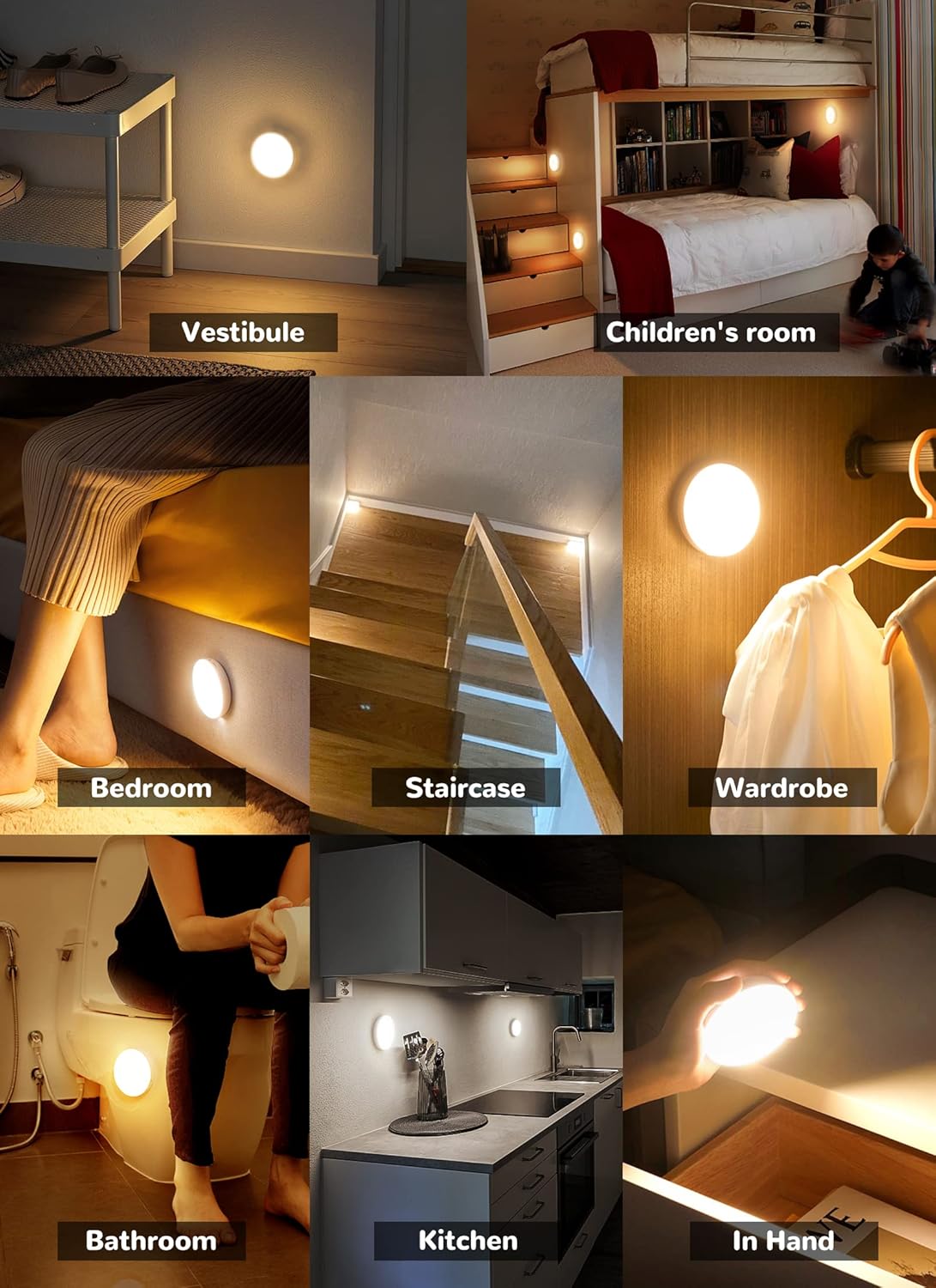 Homelist Motion Sensor Lights Indoor,6 Pack Wireless LED Rechargeable Magnetic S...