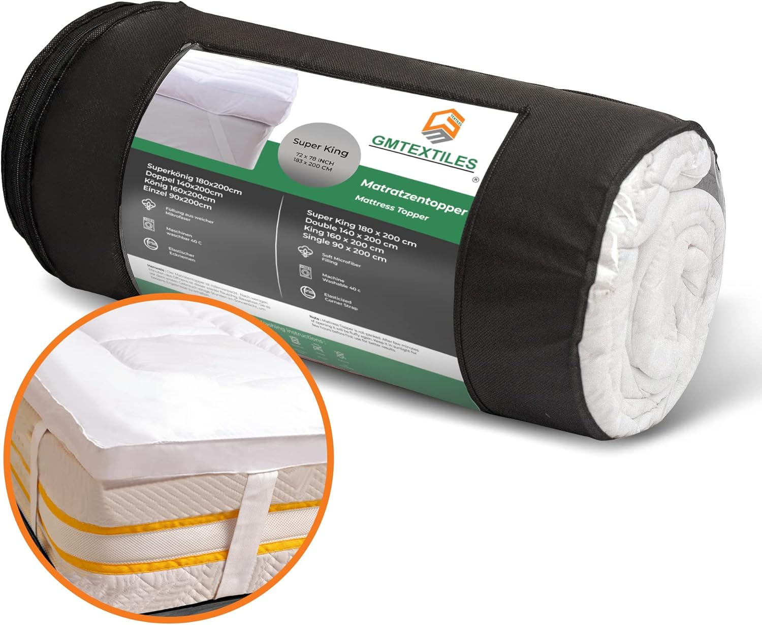 GMTEXTILE Thick Single Mattress Topper 5cm, Microfiber Single Bed Topper Single...
