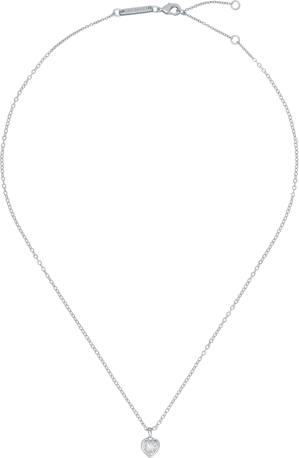 Ted Baker Hannela Crystal Heart Pendant Necklace For Women Silver Tone