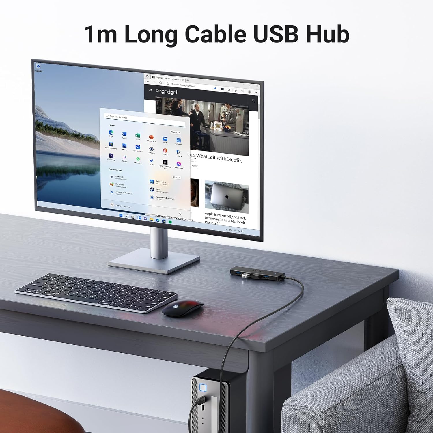 UGREEN USB Hub 3.0 with 100CM Extended Cable, USB Splitter 5Gbps Port*4, Slim US...