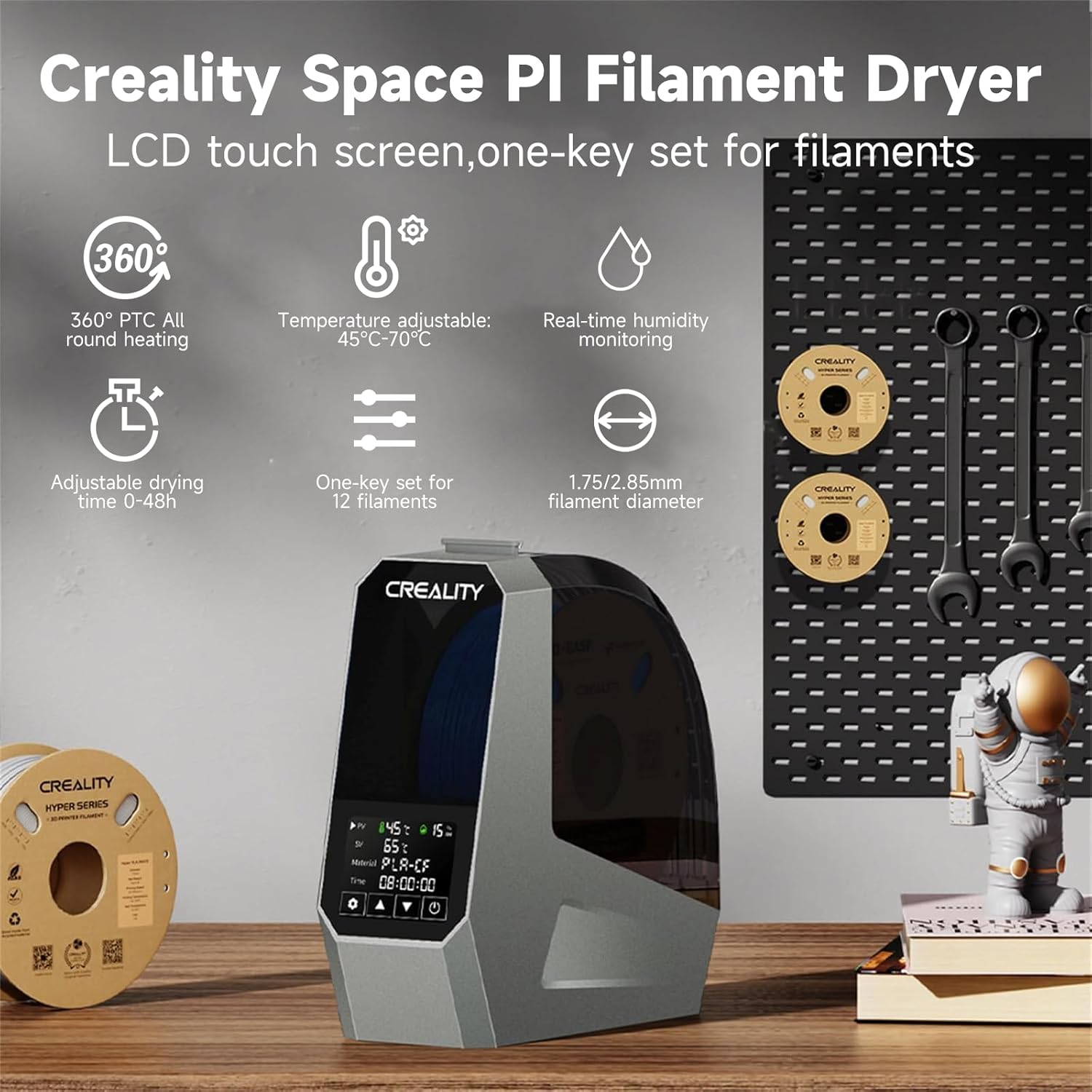 Creality Official Space PI Filament Dryer, 3D Printer Filament Dryer Box with 36...