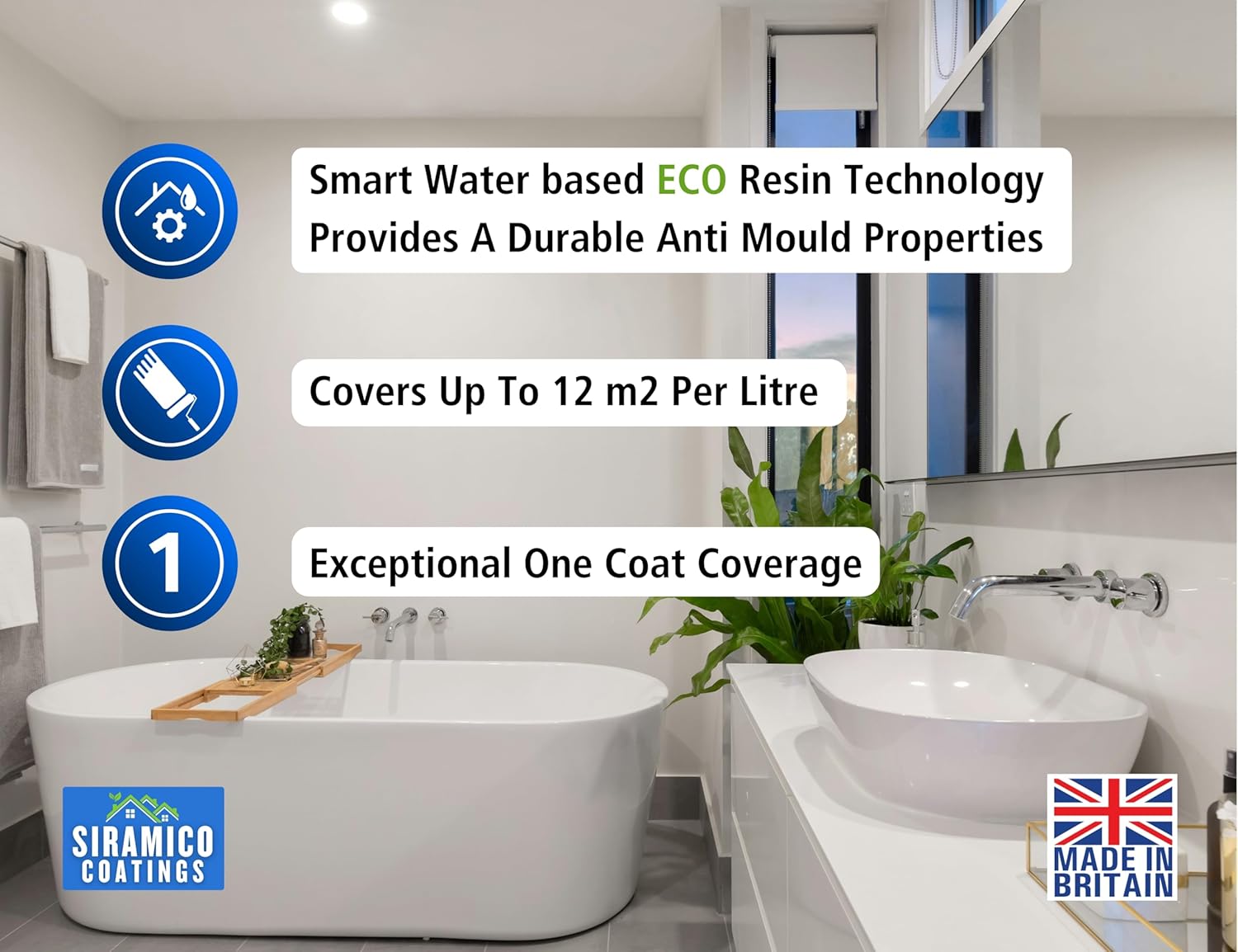 Superior SIRAMICO COATINGS Anti-Mould Paint, High-Quality 10 Year Anti Mould Res...