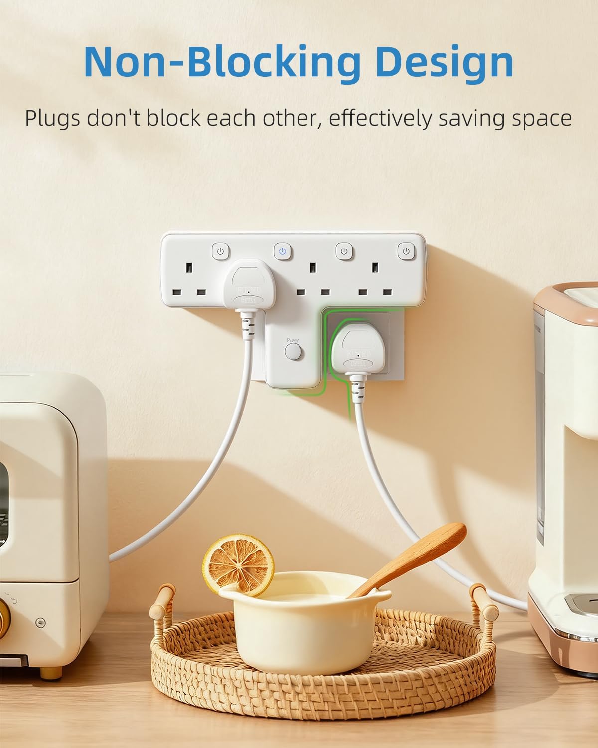 Mscien Multi Plug Adopter, Plug Extension with Independent Switches, 4 Way Plug...
