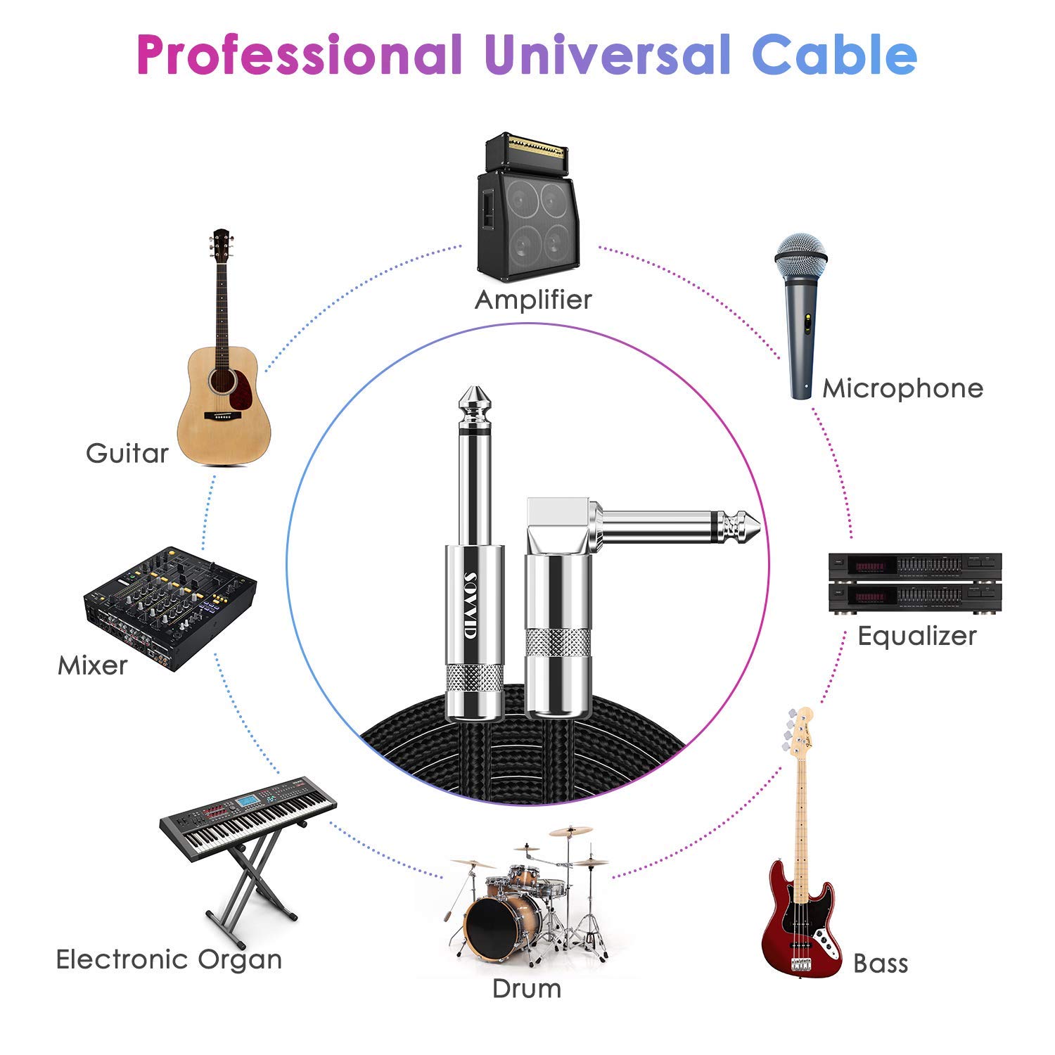 High-Quality Professional Guitar Cable, Special Braided Guitar Lead Cord for Ele...