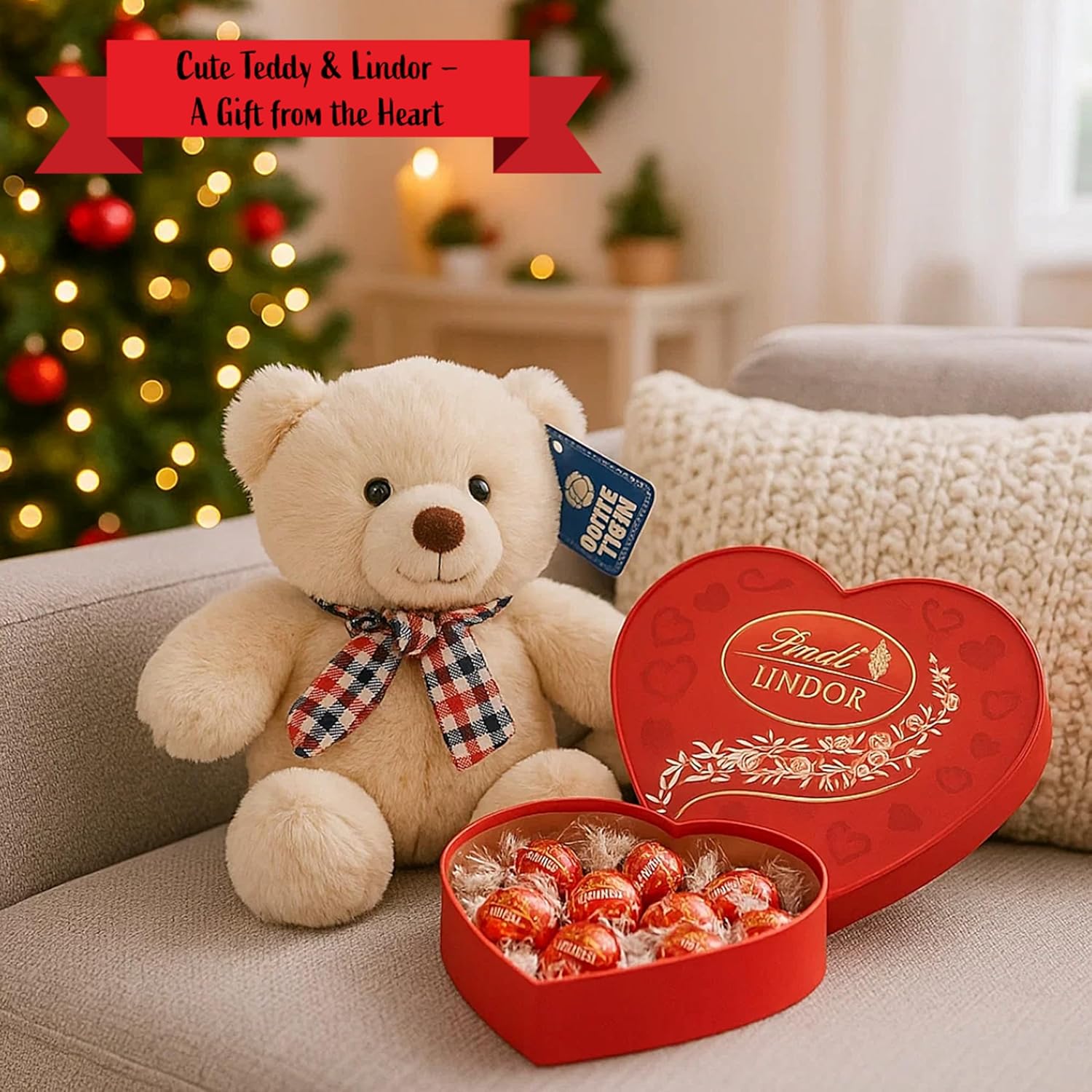 Lindt Chocolates & Teddy for Womens Gifts - Milk Chocolate Irresistibly Smooth H...