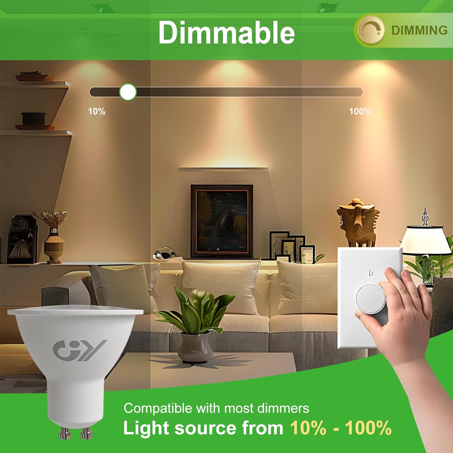 GY Dimmable GU10 LED Bulbs, Special High Energy Efficiency LED Lighting Solution...