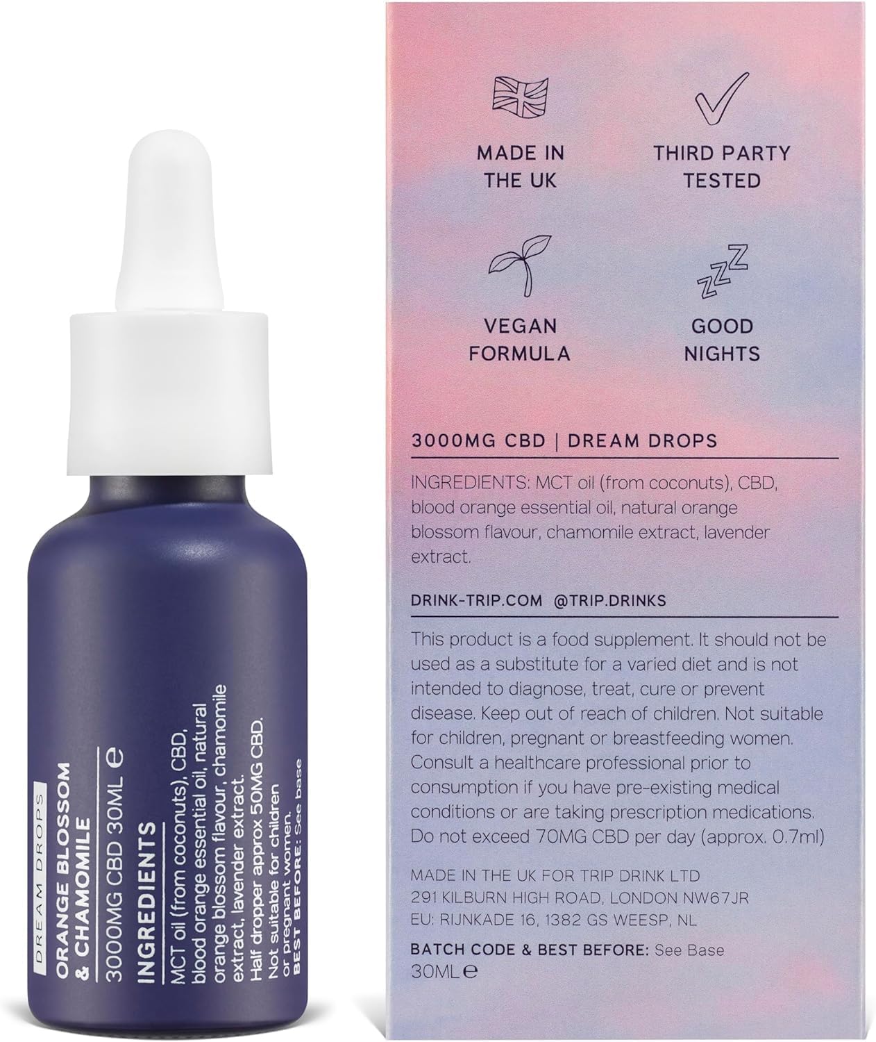 TRIP CBD Oil 3000mg (High Strength), Dream Drops,...