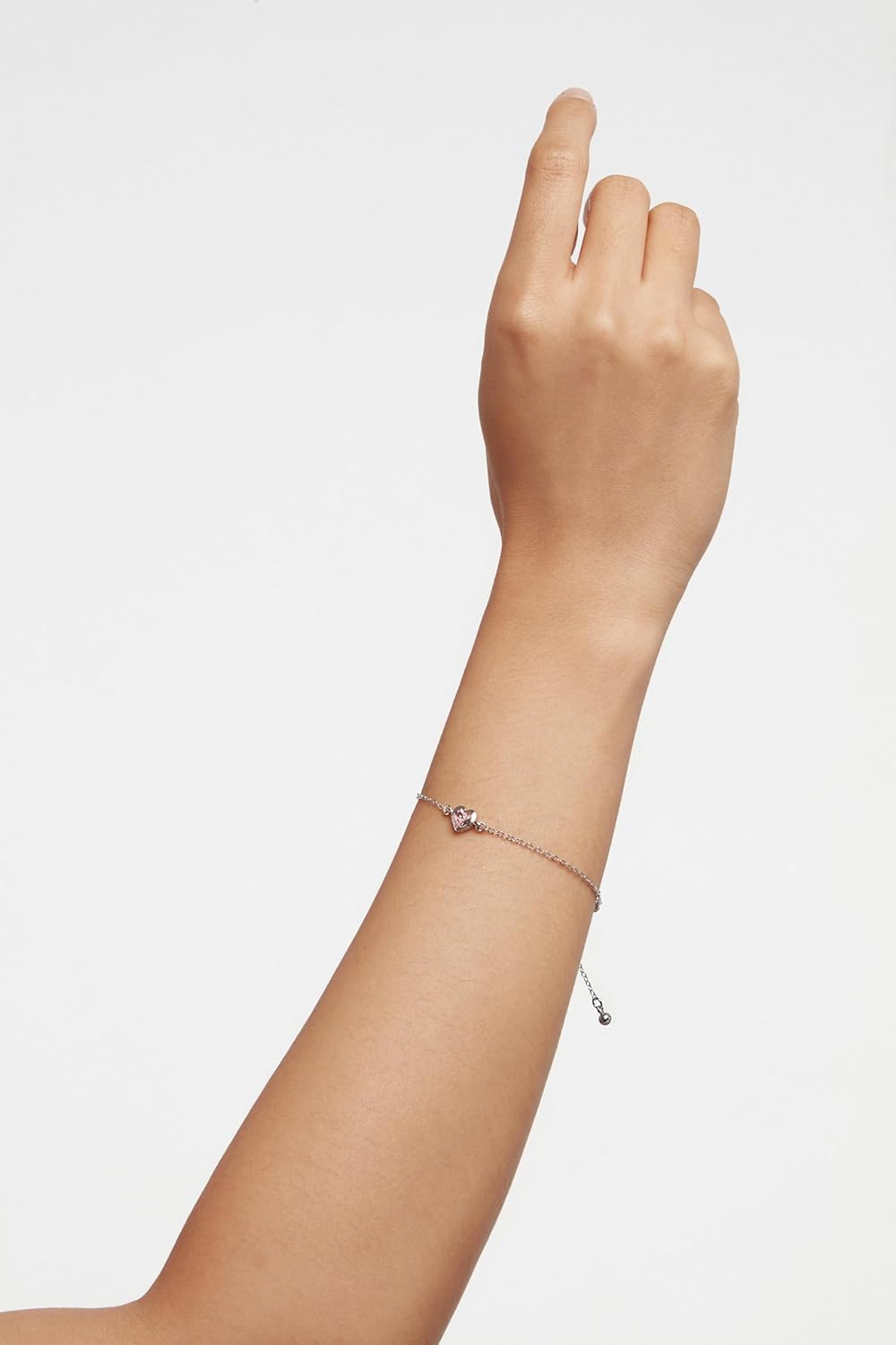 Ted Baker Hansa Crystal Heart Bracelet For Women Silver Tone/Light Rose Crystal