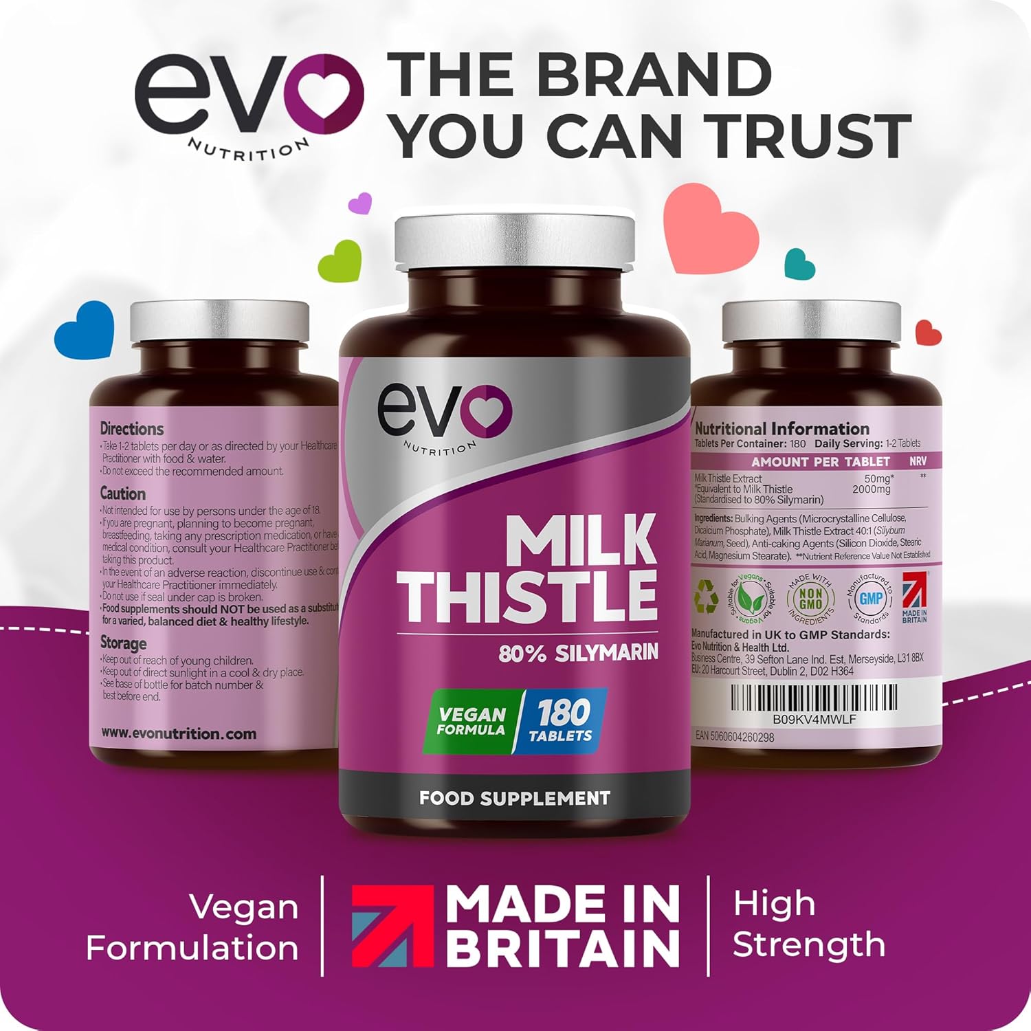 Milk Thistle Tablets | 80% Silymarin | 180 Tablets | Vegan Supplement | Milk Thi...