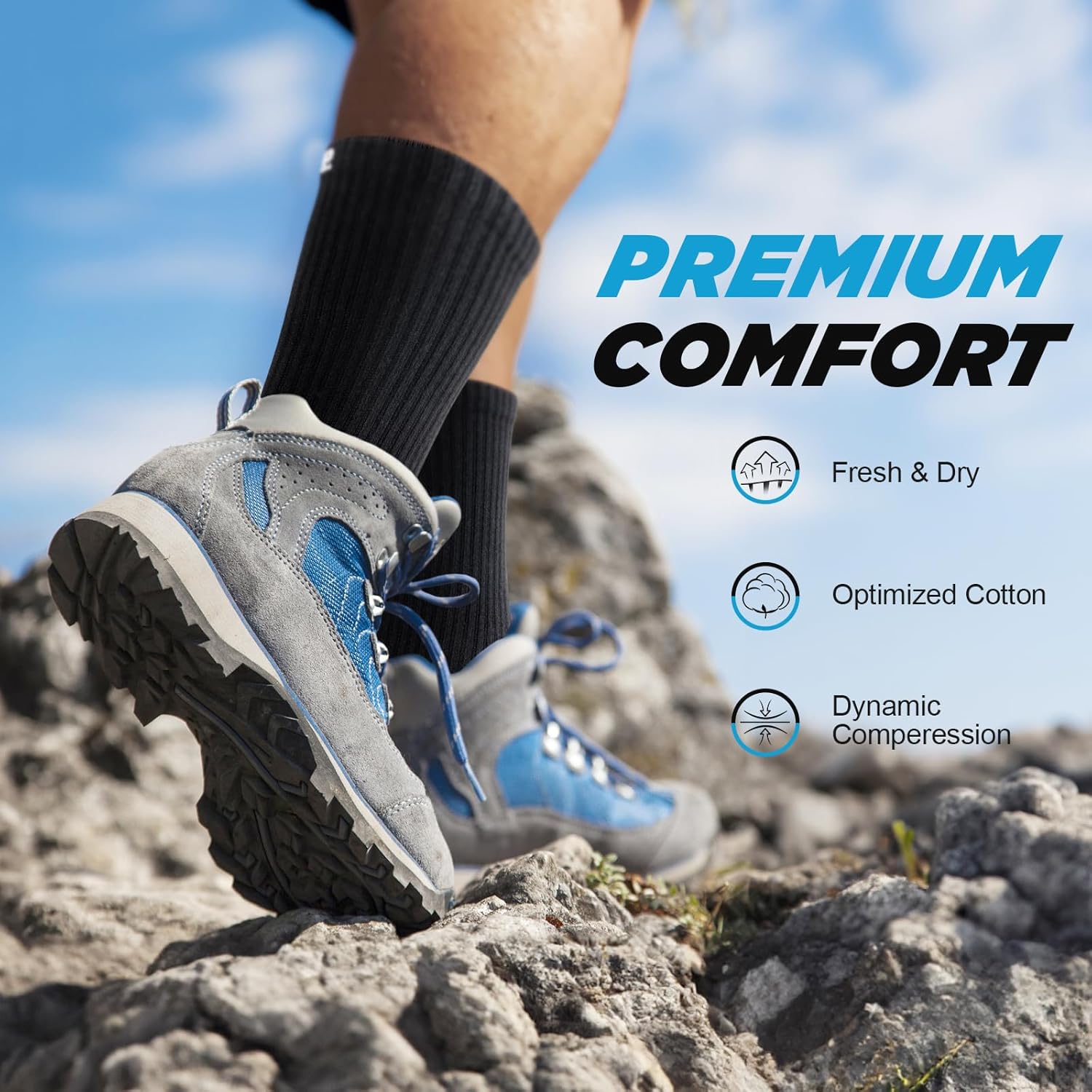 TANSTC Mens Socks Wicking Breathable Cushion Comfortable Casual Crew Socks Outdo...