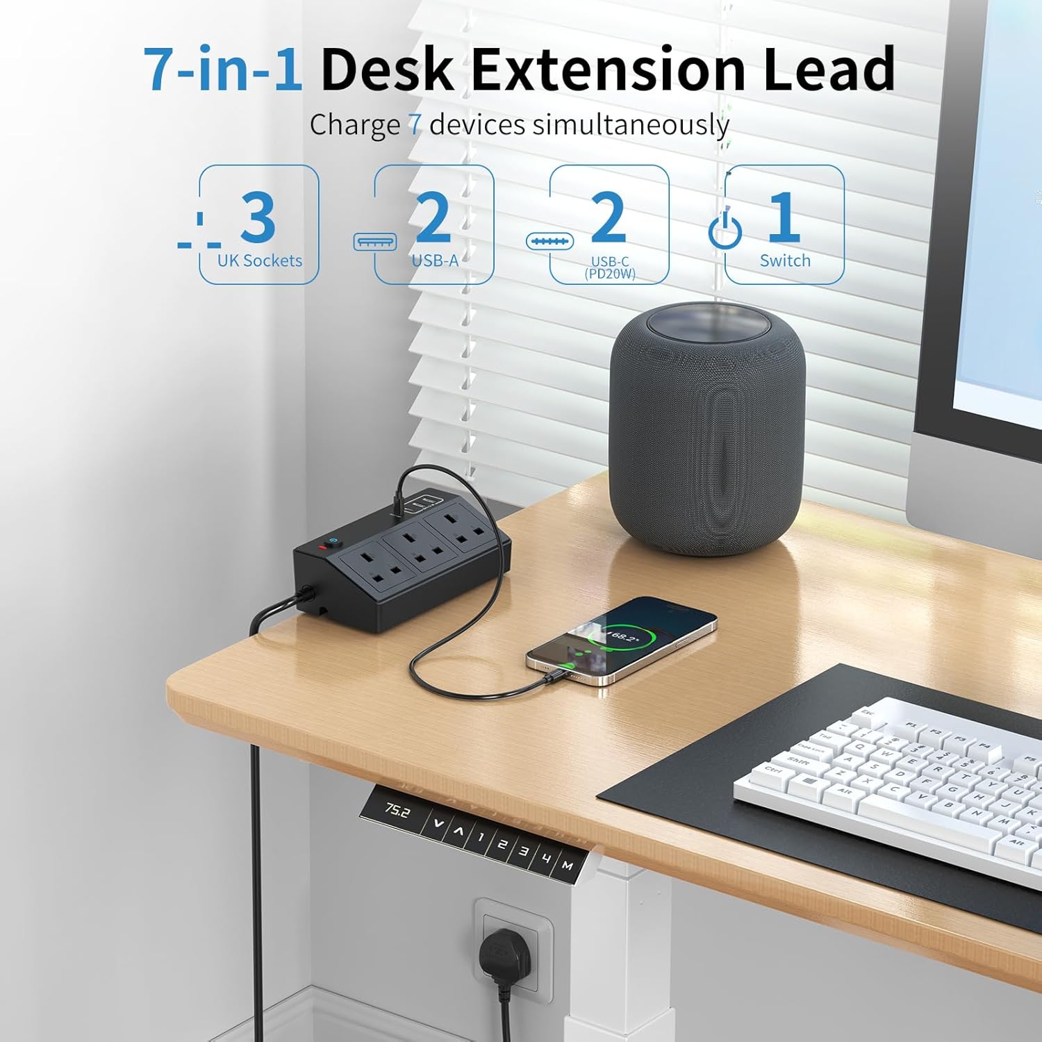 Desk Power Socket with USB C Slots, HAFINO PD 20W Fast Charging Power Station, 2...