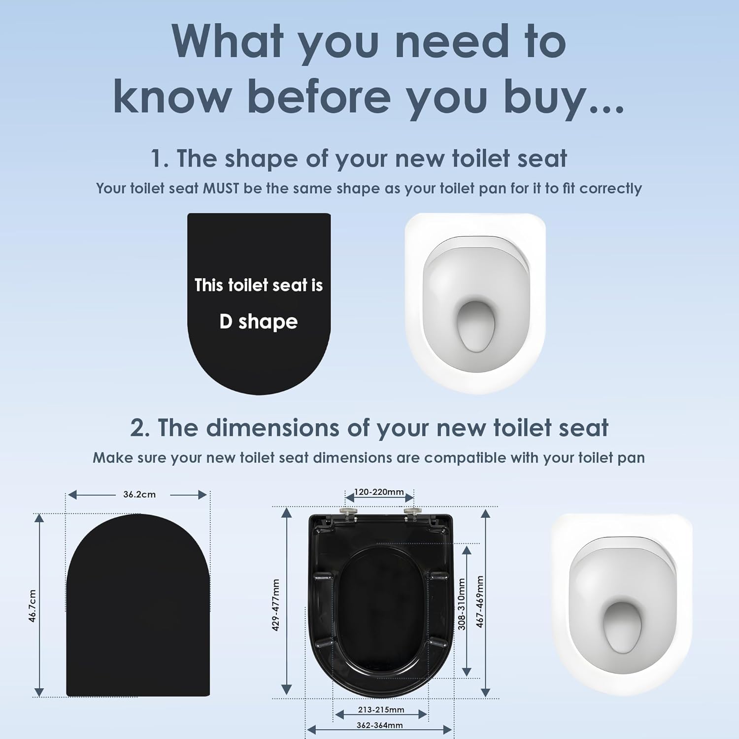AQUALONA® Premium Thermoplastic Toilet Seat Soft Close Hardwearing Seat with Two...