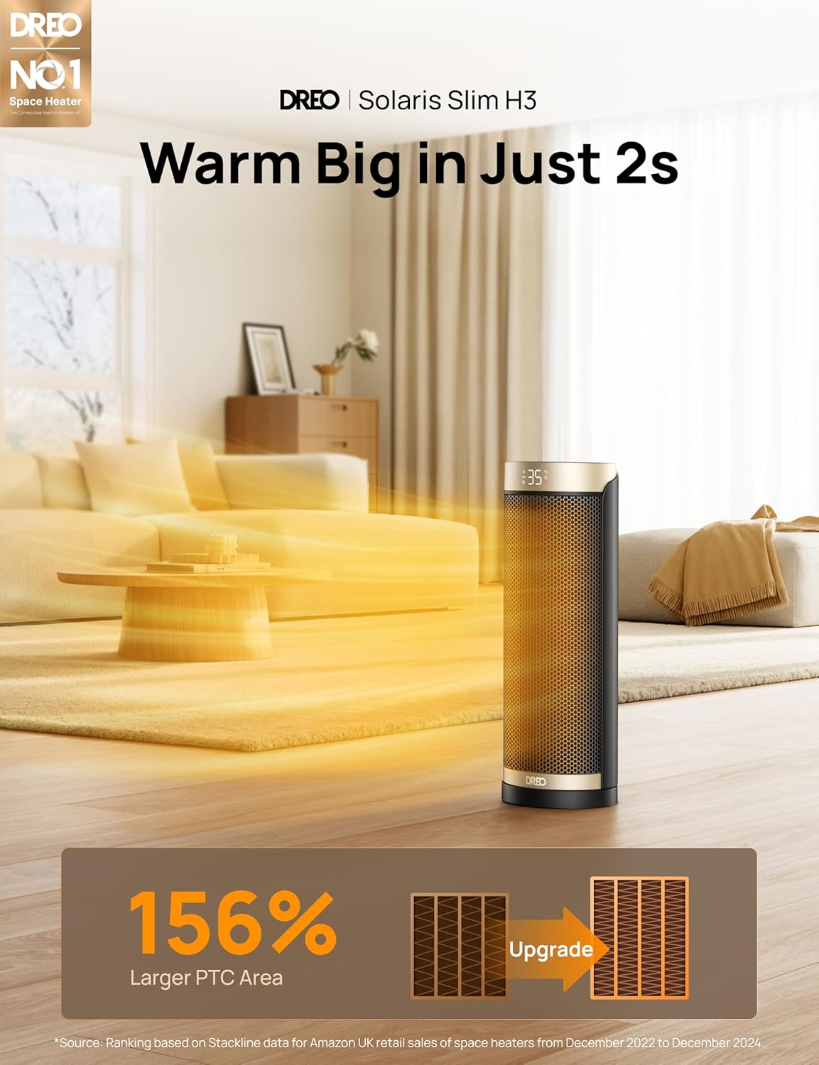 Dreo 16 Inch Electric Heater for Home, 34dB Silent Ceramic Heater, 70° Oscillati...