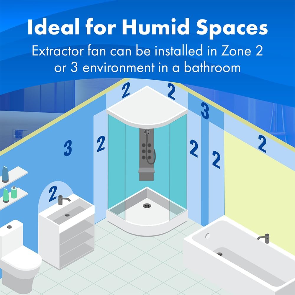 Devola 100mm Mixed Flow Bathroom Extractor Fan, 4 inch Quiet Tile Extractor Fan,...