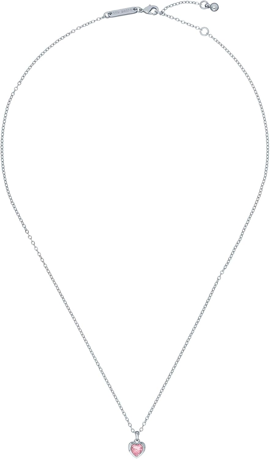 Ted Baker Hannela Crystal Heart Pendant Necklace For Women Silver Tone/Light Ros...
