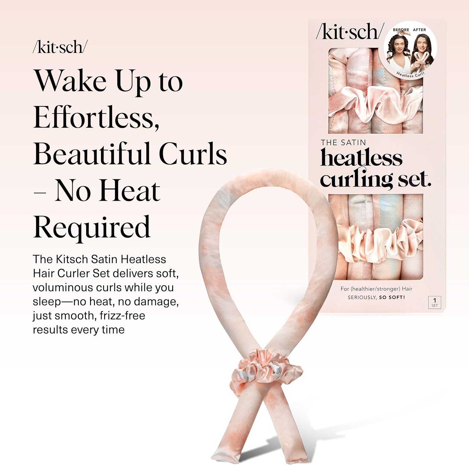 Kitsch Heatless Curling Set - Satin Heatless Hair Curler, Rollers for Heatless C...