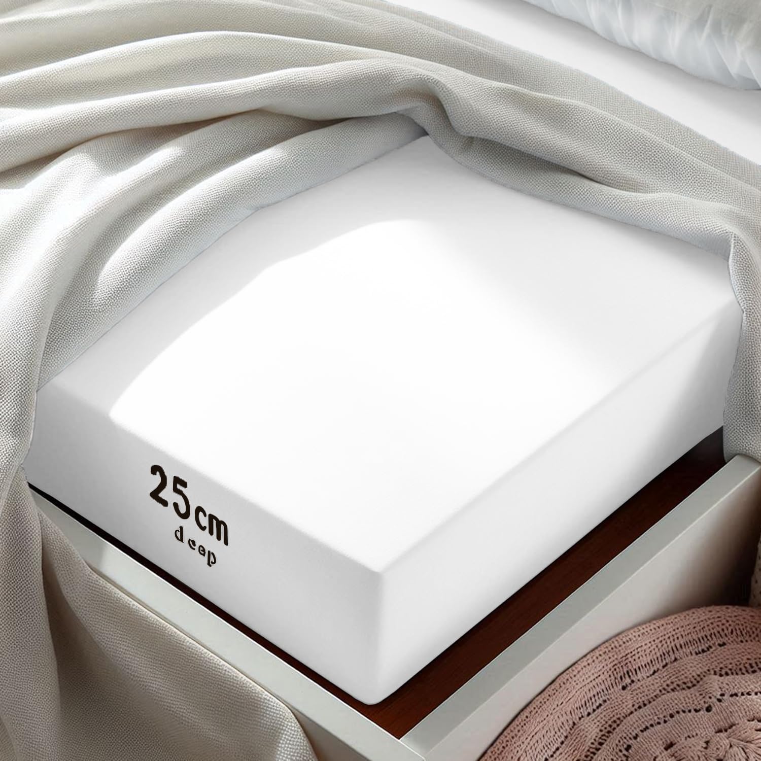 Aspire Homeware Single Fitted Sheet - 25 cm Deep Hotel Quality (White) Bed Sheet...