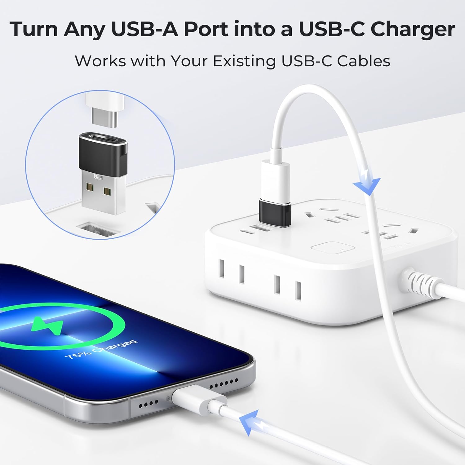 BASESAILOR USB to USB C Adapter, Special Charger Adapter for iPhone 16, High-Qua...