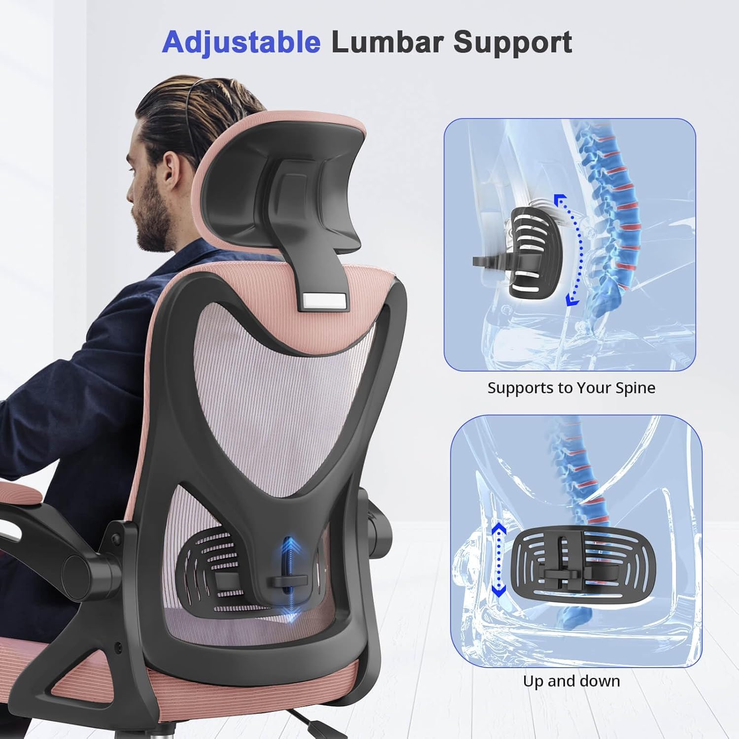 Office Chair, Special Ergonomic Desk Chair With Lumbar Support Headrest, Innovat...