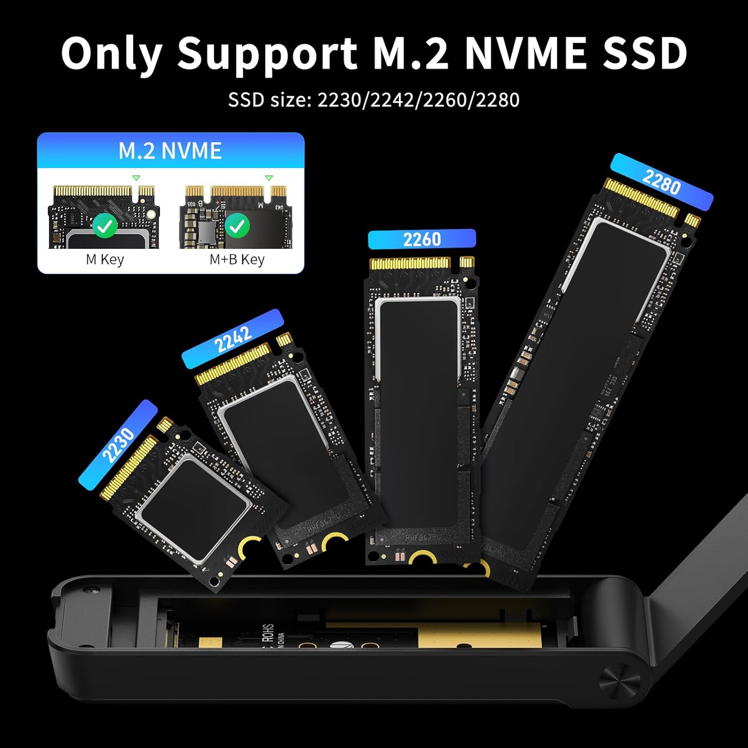 FIDECO M.2 NVMe SSD Enclosure, Special SSD Adapter with M.2 NVMe to USB Connecti...