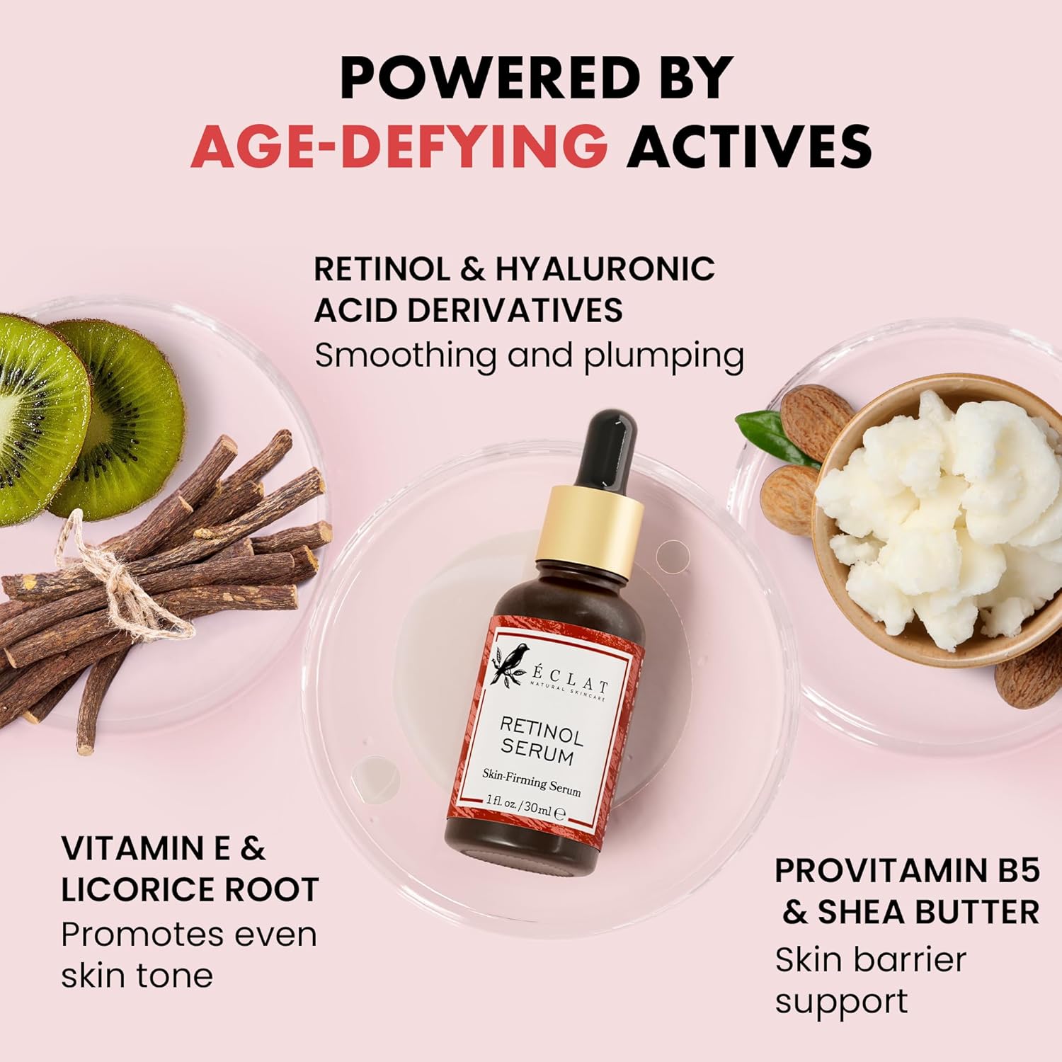 Eclat Skincare Renewing Retinol Serum for Face - Anti Aging Serum with Hyaluroni...