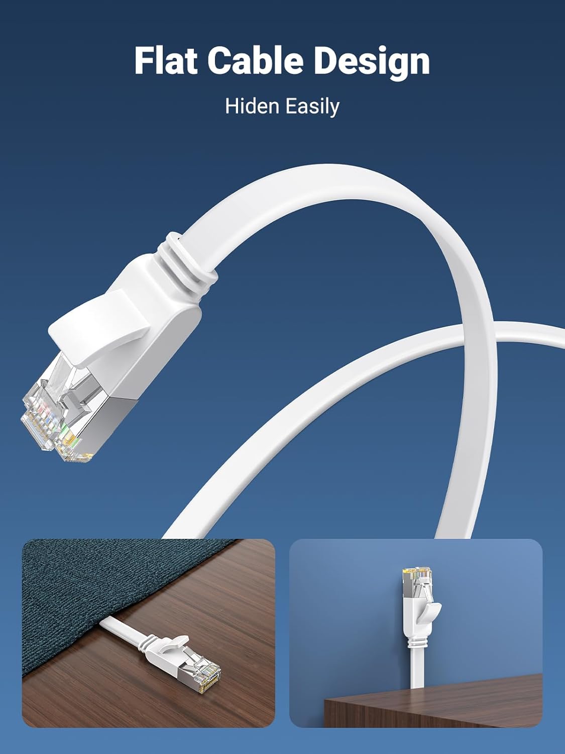 UGREEN Ethernet Cable 20M, Flat RJ45 LAN Gigabit CAT 6 Network Cable, Pure Coppe...