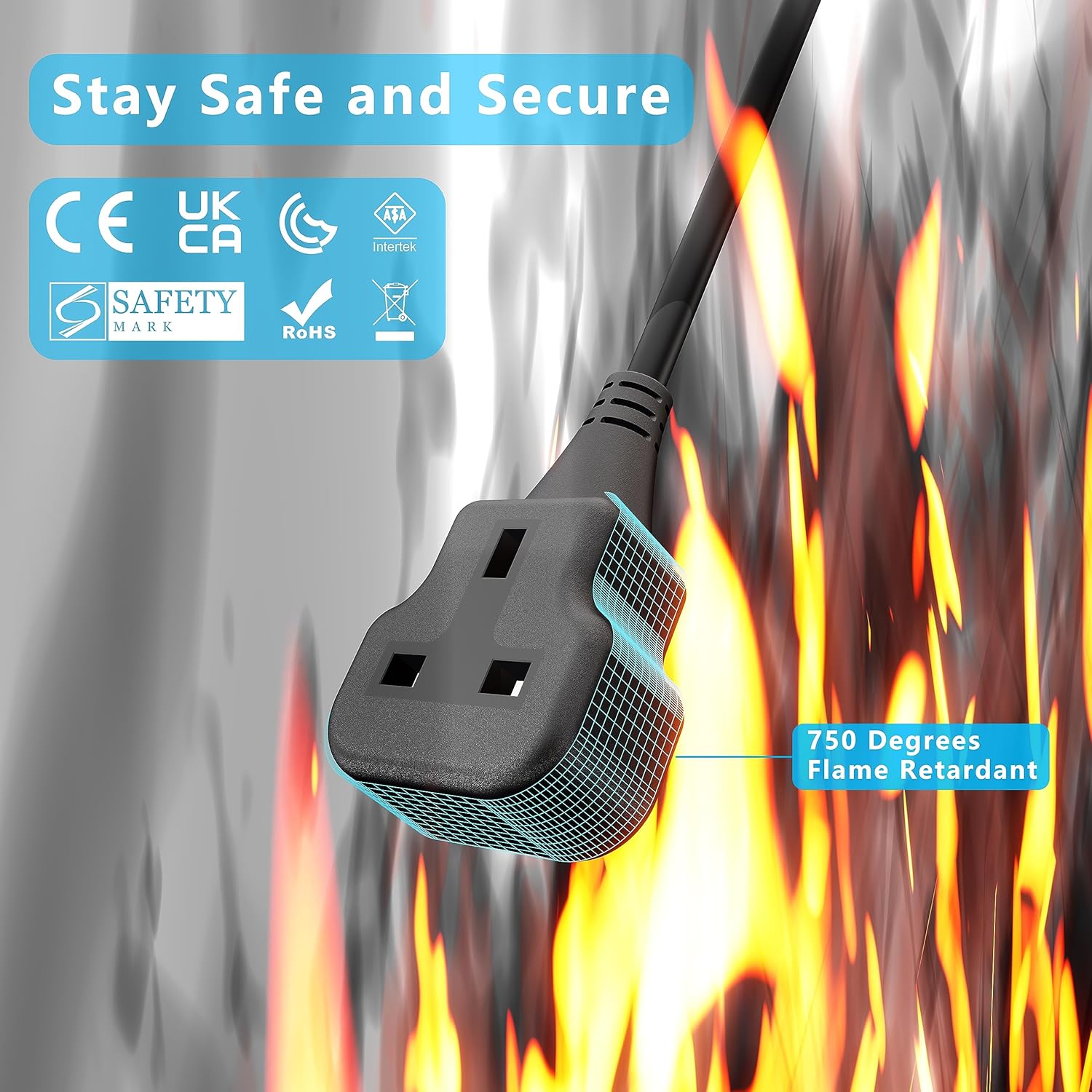 Outdoor Extension Lead 10m Plug Socket Power Cable Extra Long Extension Cord 13...