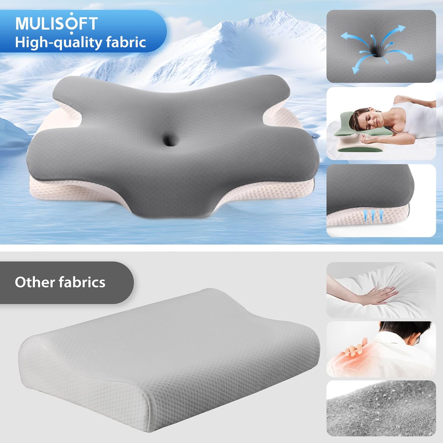MULISOFT Memory Foam Pillow, Comfortable Pillow, Supportive Neck pillow, Ergonom...