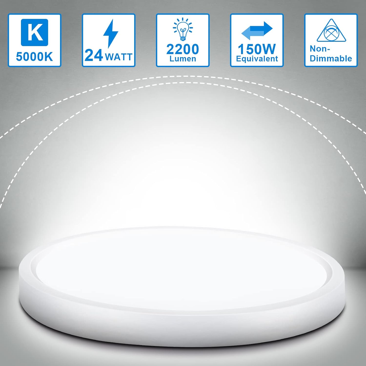 Bathroom Ceiling Light, 24W (150W Equivalent), 2200LM, 5000K Daylight White,IP54...