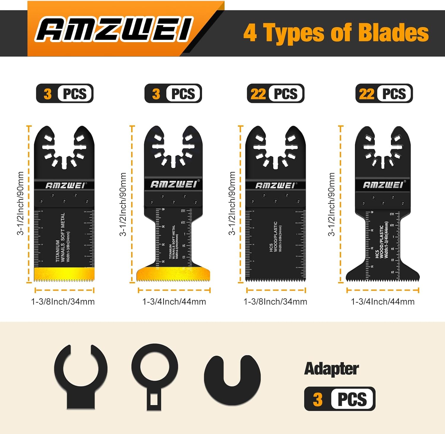 Premium 50PCS Titanium Multi Tool Blades, High-Quality Universal Oscillating Mul...