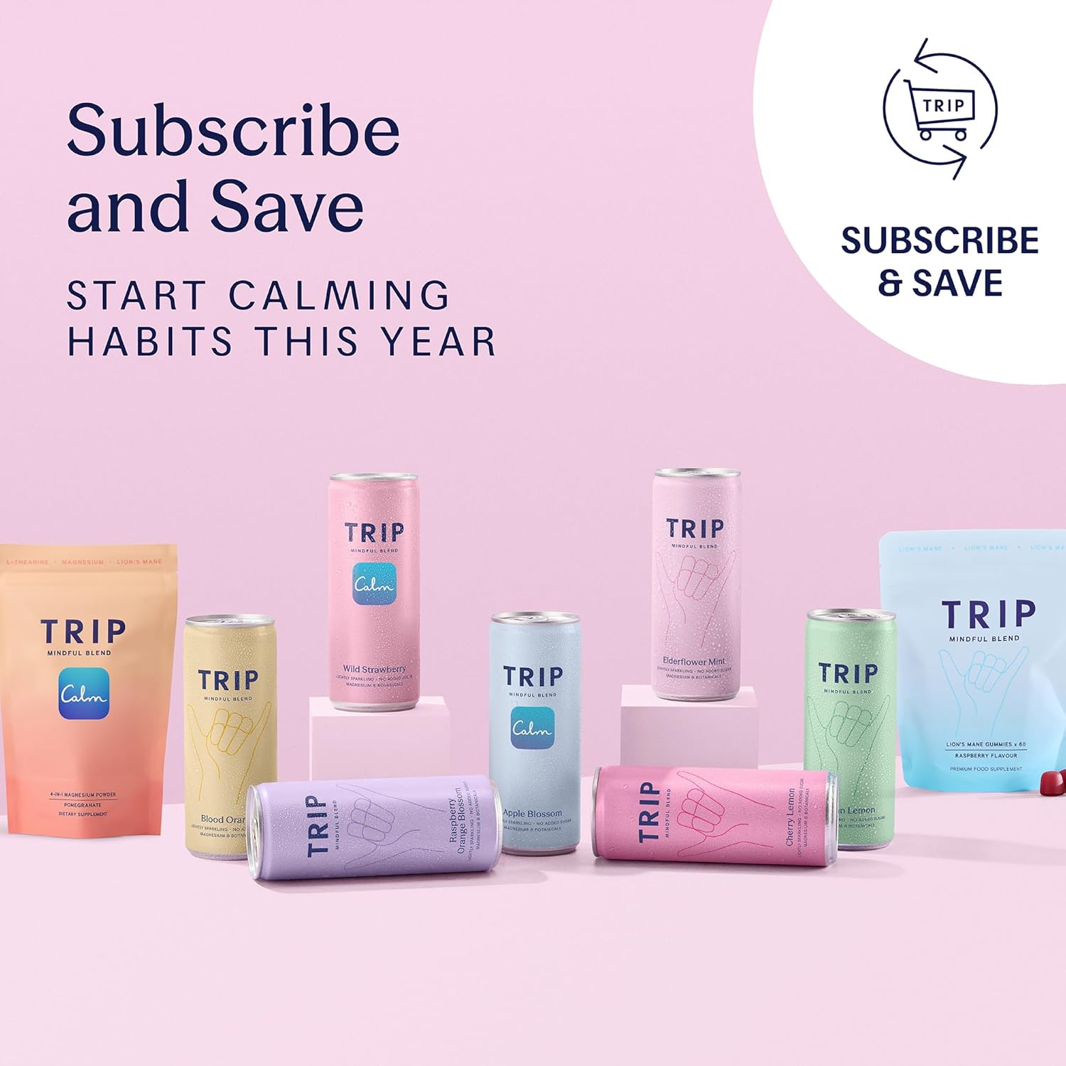 Refreshing TRIP Sicilian Lemon Sparkling Drink, Innovative Beverage with 120MG C...