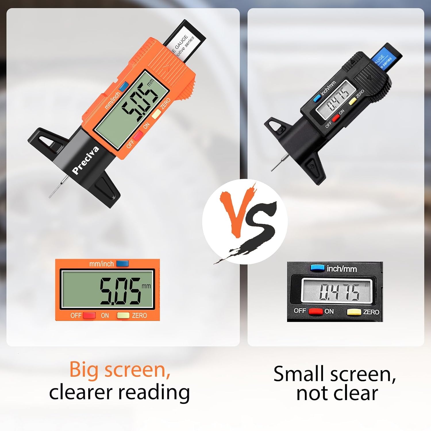 Preciva Tyre Tread Depth Gauge, Special Digital Precision Measuring Tool for Car...