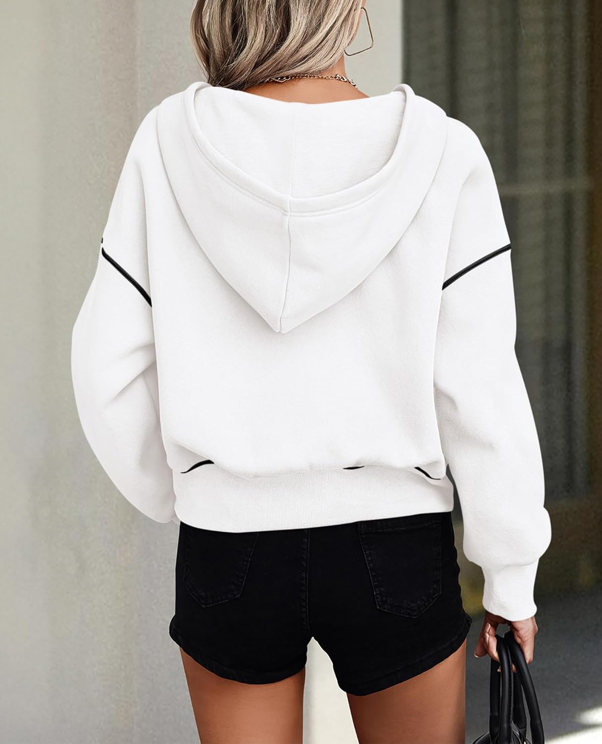 PRETTYGARDEN Women's 2026 Fall Hooded Sweatshirts Long Sleeve Half Zip Cropped H...